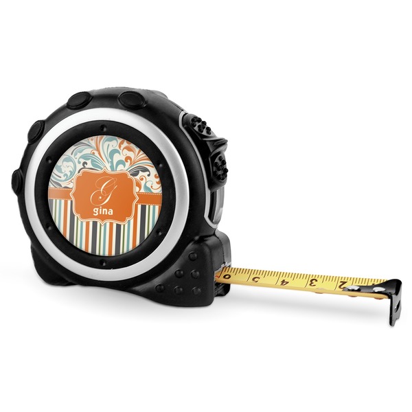 Custom Orange Blue Swirls & Stripes Tape Measure - 16 Ft (Personalized)