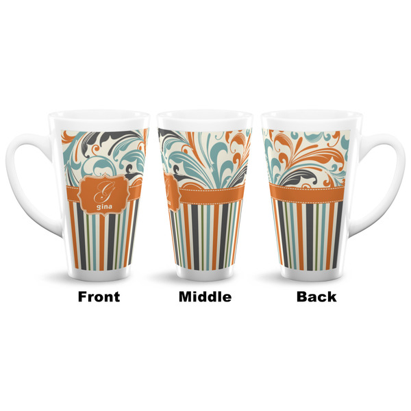 Orange Blue Swirls & Stripes 16 Oz Latte Mug - Approval