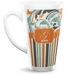 Orange Blue Swirls & Stripes Latte Mug (Personalized)
