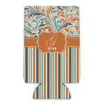 Orange Blue Swirls & Stripes Can Cooler (Personalized)