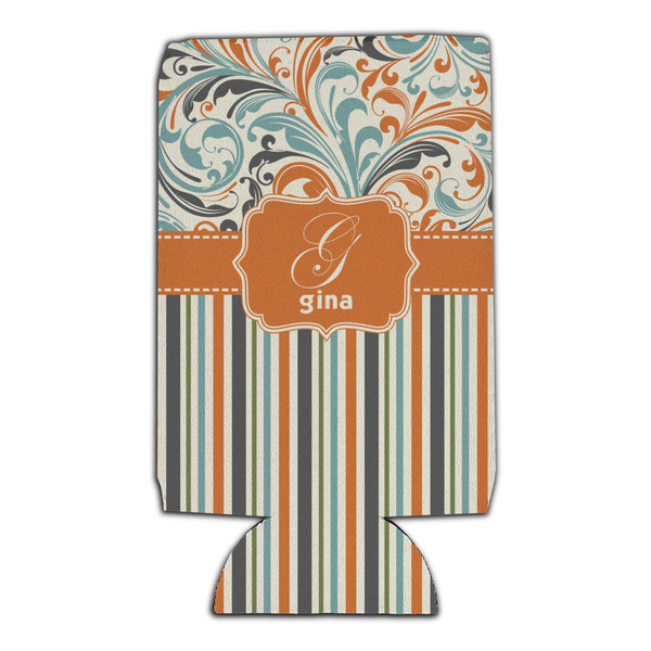 Orange Blue Swirls & Stripes 16oz Can Sleeve - Set of 4 - FRONT