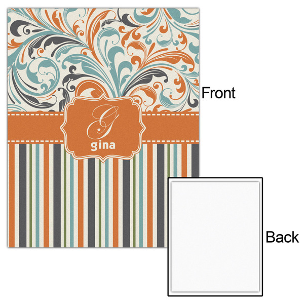 Orange Blue Swirls & Stripes 16x20 - Matte Poster - Front & Back