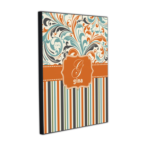 Custom Orange Blue Swirls & Stripes Wood Prints (Personalized)