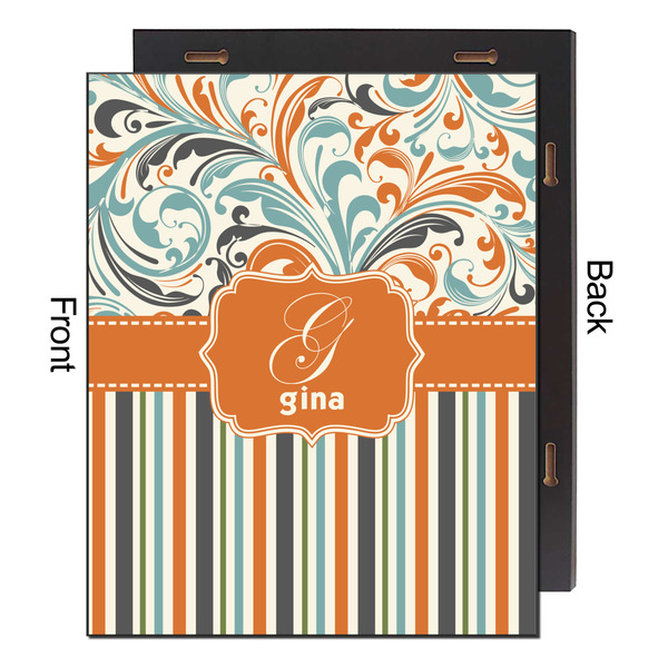 Orange Blue Swirls & Stripes 16x20 Wood Print - Front & Back View