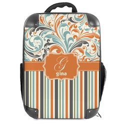 Orange Blue Swirls & Stripes Hard Shell Backpack (Personalized)