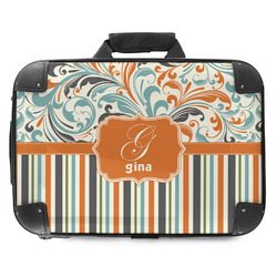 Orange Blue Swirls & Stripes Hard Shell Briefcase - 18" (Personalized)