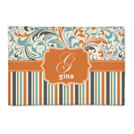Orange Blue Swirls & Stripes Patio Rug (Personalized)