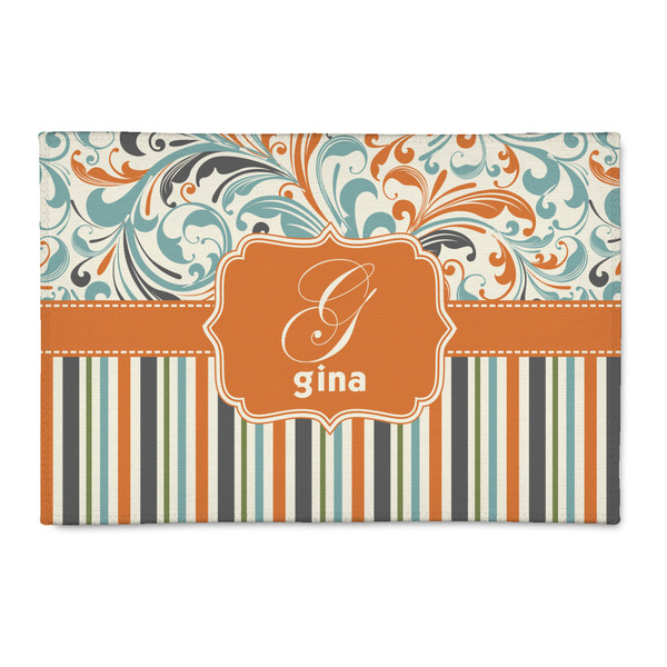Custom Orange Blue Swirls & Stripes 2' x 3' Patio Rug (Personalized)