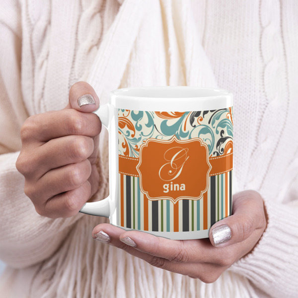 Orange Blue Swirls & Stripes 20oz Coffee Mug - LIFESTYLE