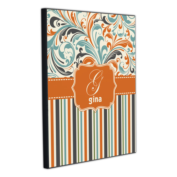 Orange Blue Swirls & Stripes 20x24 Wood Print - Angle View