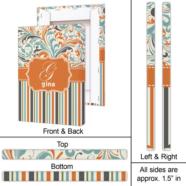 Orange Blue Swirls & Stripes 20x30 - Canvas Print - Approval