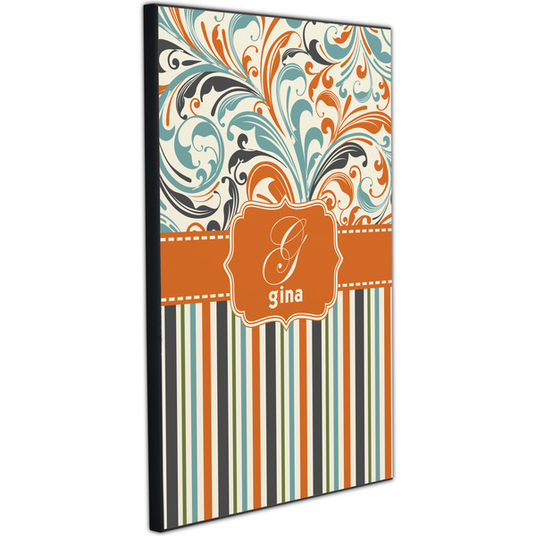 Orange Blue Swirls & Stripes 20x30 Wood Print - Angle View