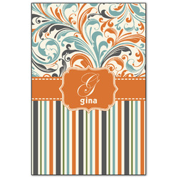 Orange Blue Swirls & Stripes Wood Print - 20x30 (Personalized)