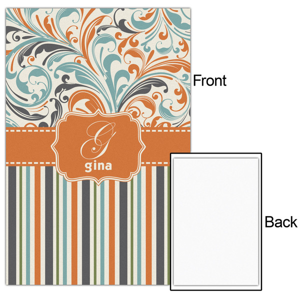 Orange Blue Swirls & Stripes 24x36 - Matte Poster - Front & Back