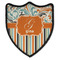 Orange Blue Swirls & Stripes Iron On Shield Patch B w/ Name and Initial
