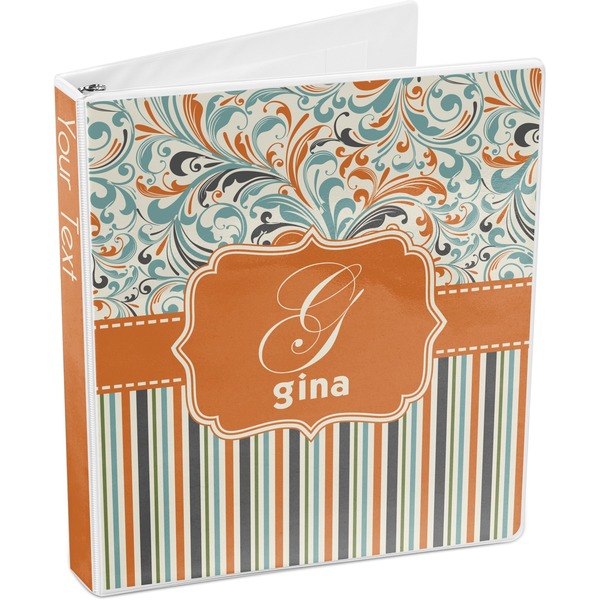 Orange Blue Swirls & Stripes 3-Ring Binder 3/4 - Main