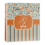 Orange Blue Swirls & Stripes 3-Ring Binder - 1 inch (Personalized)