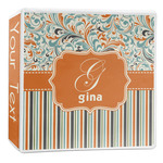 Orange Blue Swirls & Stripes 3-Ring Binder - 2 inch (Personalized)