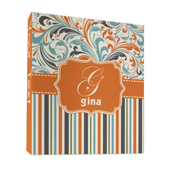 Orange Blue Swirls & Stripes 3 Ring Binder - Full Wrap - 1" (Personalized)