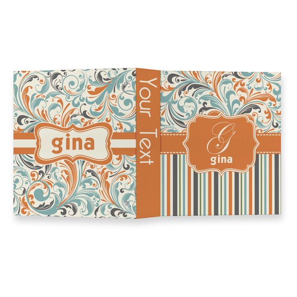 Orange Blue Swirls & Stripes 3 Ring Binders - Full Wrap - 1" - OPEN OUTSIDE