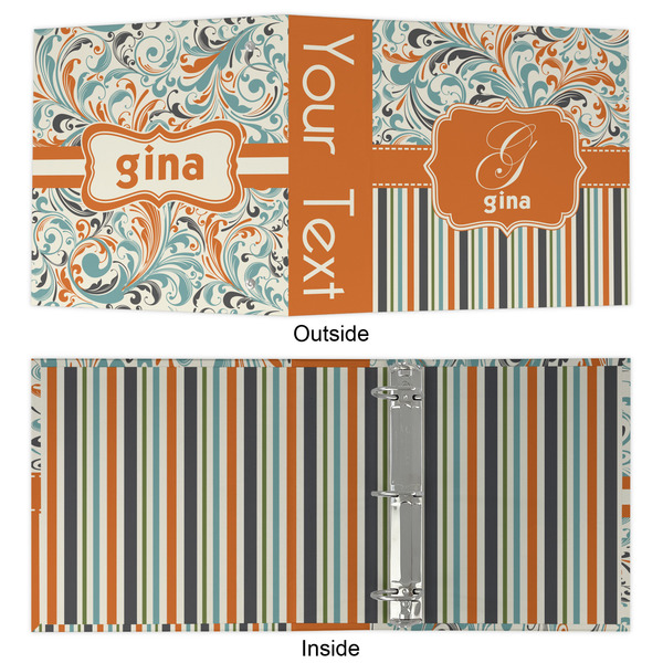 Orange Blue Swirls & Stripes 3 Ring Binders - Full Wrap - 2" - APPROVAL