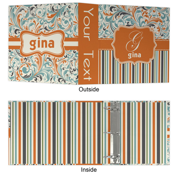 Orange Blue Swirls & Stripes 3 Ring Binders - Full Wrap - 3" - APPROVAL