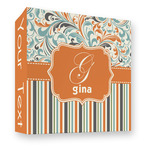 Orange Blue Swirls & Stripes 3 Ring Binder - Full Wrap - 3" (Personalized)