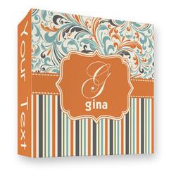 Orange Blue Swirls & Stripes 3 Ring Binder - Full Wrap - 3" (Personalized)