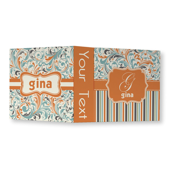 Orange Blue Swirls & Stripes 3 Ring Binders - Full Wrap - 3" - OPEN OUTSIDE