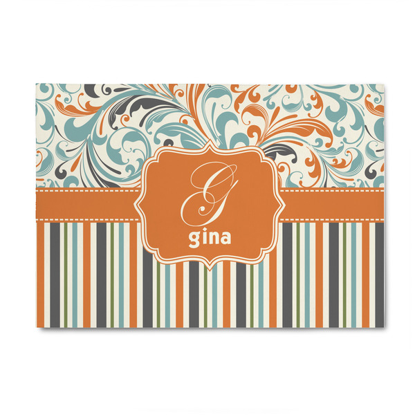 Custom Orange Blue Swirls & Stripes 4' x 6' Indoor Area Rug (Personalized)