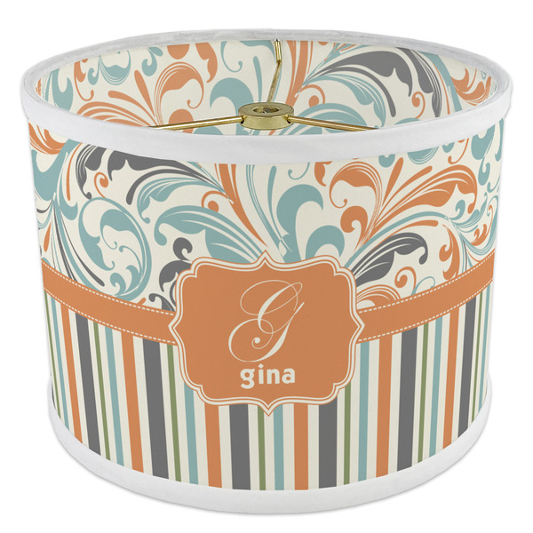 Orange Blue Swirls & Stripes 8" Drum Lampshade - ANGLE Poly-Film