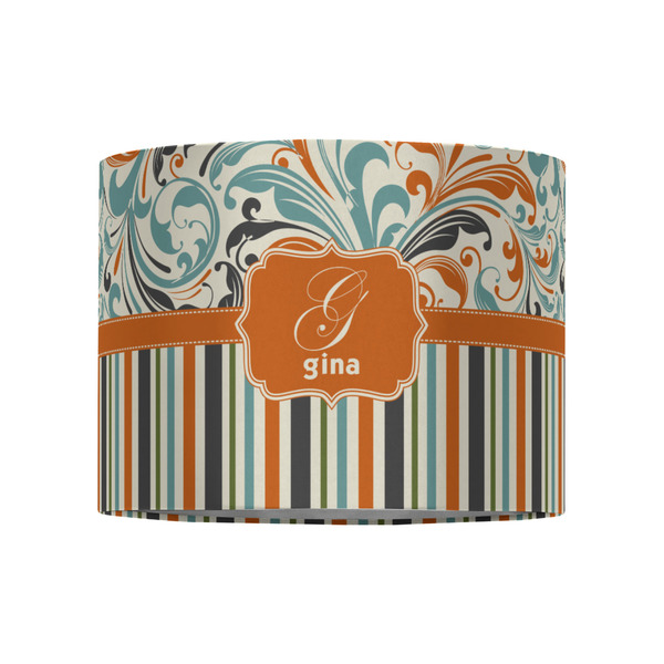 Orange Blue Swirls & Stripes 8" Drum Lampshade - FRONT (Fabric)