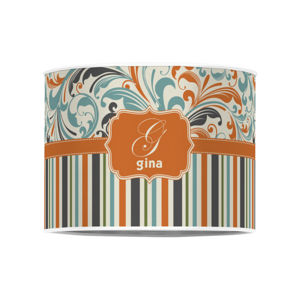 Orange Blue Swirls & Stripes 8" Drum Lampshade - FRONT (Poly Film)