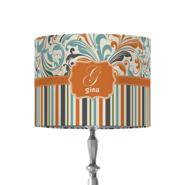 Custom Orange Blue Swirls & Stripes 8" Drum Lamp Shade - Fabric (Personalized)