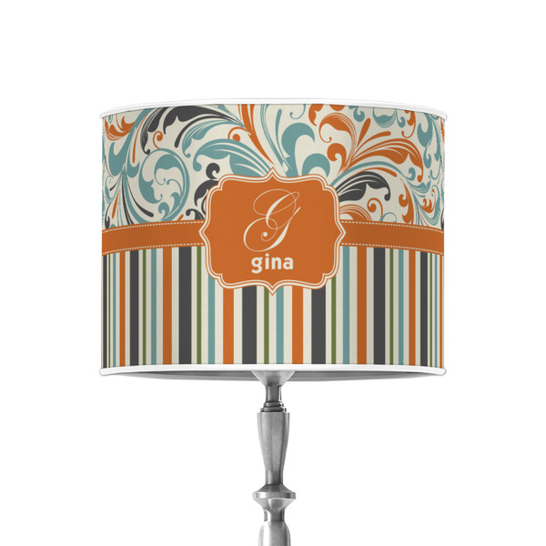 Orange Blue Swirls & Stripes 8" Drum Lampshade - ON STAND (Poly Film)