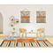 Orange Blue Swirls & Stripes 8'x10' Indoor Area Rugs - IN CONTEXT