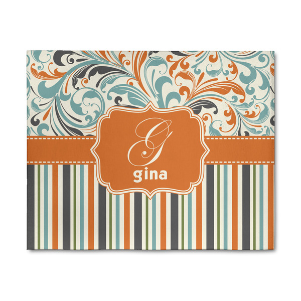 Custom Orange Blue Swirls & Stripes 8' x 10' Patio Rug (Personalized)