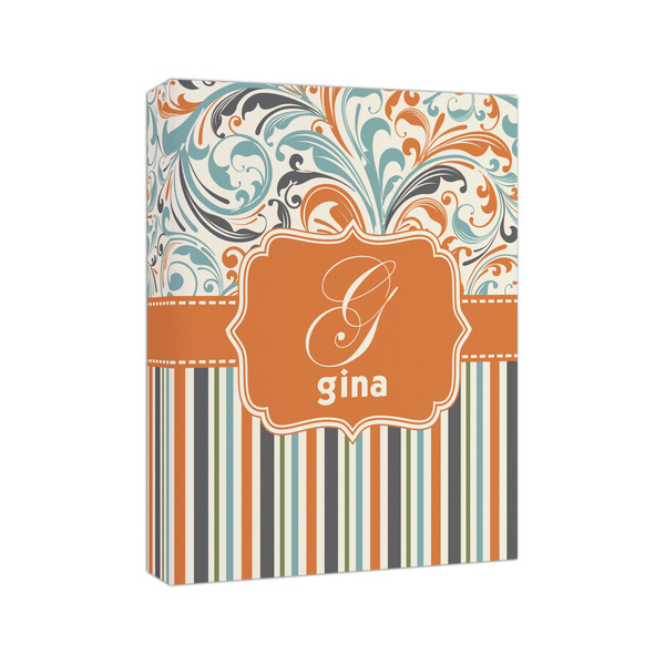 Orange Blue Swirls & Stripes 8x10 - Canvas Print - Angled View