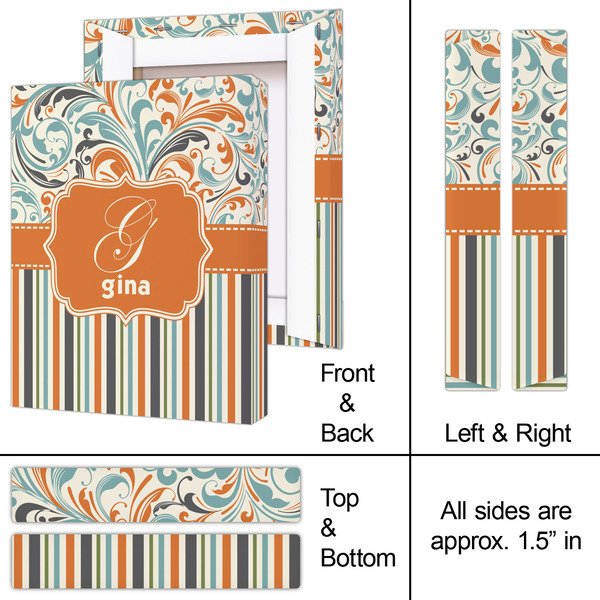 Orange Blue Swirls & Stripes 8x10 - Canvas Print - Approval