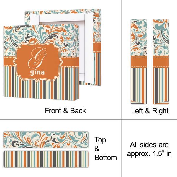 Orange Blue Swirls & Stripes 8x8 - Canvas Print - Approval