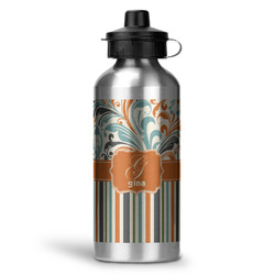 Orange Blue Swirls & Stripes Water Bottle - Aluminum - 20 oz (Personalized)