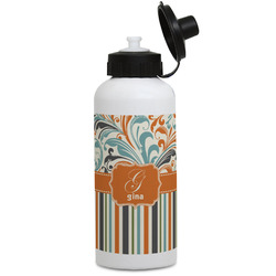 Orange Blue Swirls & Stripes Water Bottles - Aluminum - 20 oz - White (Personalized)