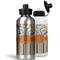 Orange Blue Swirls & Stripes Aluminum Water Bottles - MAIN (white &silver)