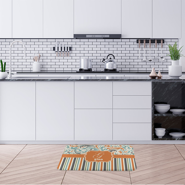 Orange Blue Swirls & Stripes Anti-Fatigue Kitchen Mats - LIFESTYLE