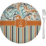Orange Blue Swirls & Stripes 8" Glass Appetizer / Dessert Plates - Single or Set (Personalized)