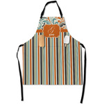 Orange Blue Swirls & Stripes Apron With Pockets w/ Name and Initial