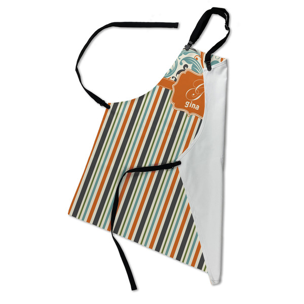 Orange Blue Swirls & Stripes Apron - Folded