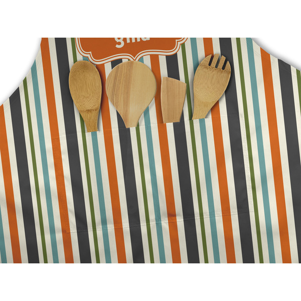 Orange Blue Swirls & Stripes Apron - Pocket Detail with Props