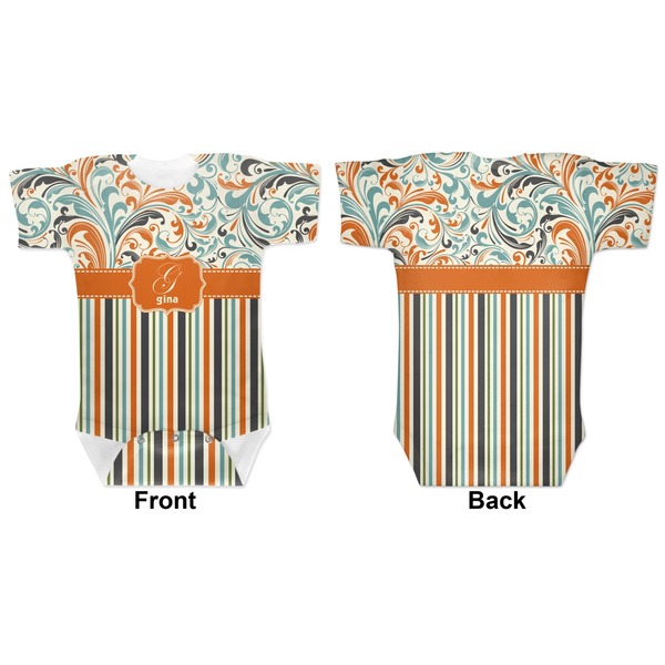 Orange Blue Swirls & Stripes Baby Bodysuit Approval