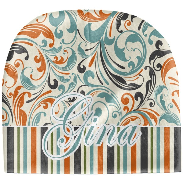 Custom Orange Blue Swirls & Stripes Baby Hat (Beanie) (Personalized)